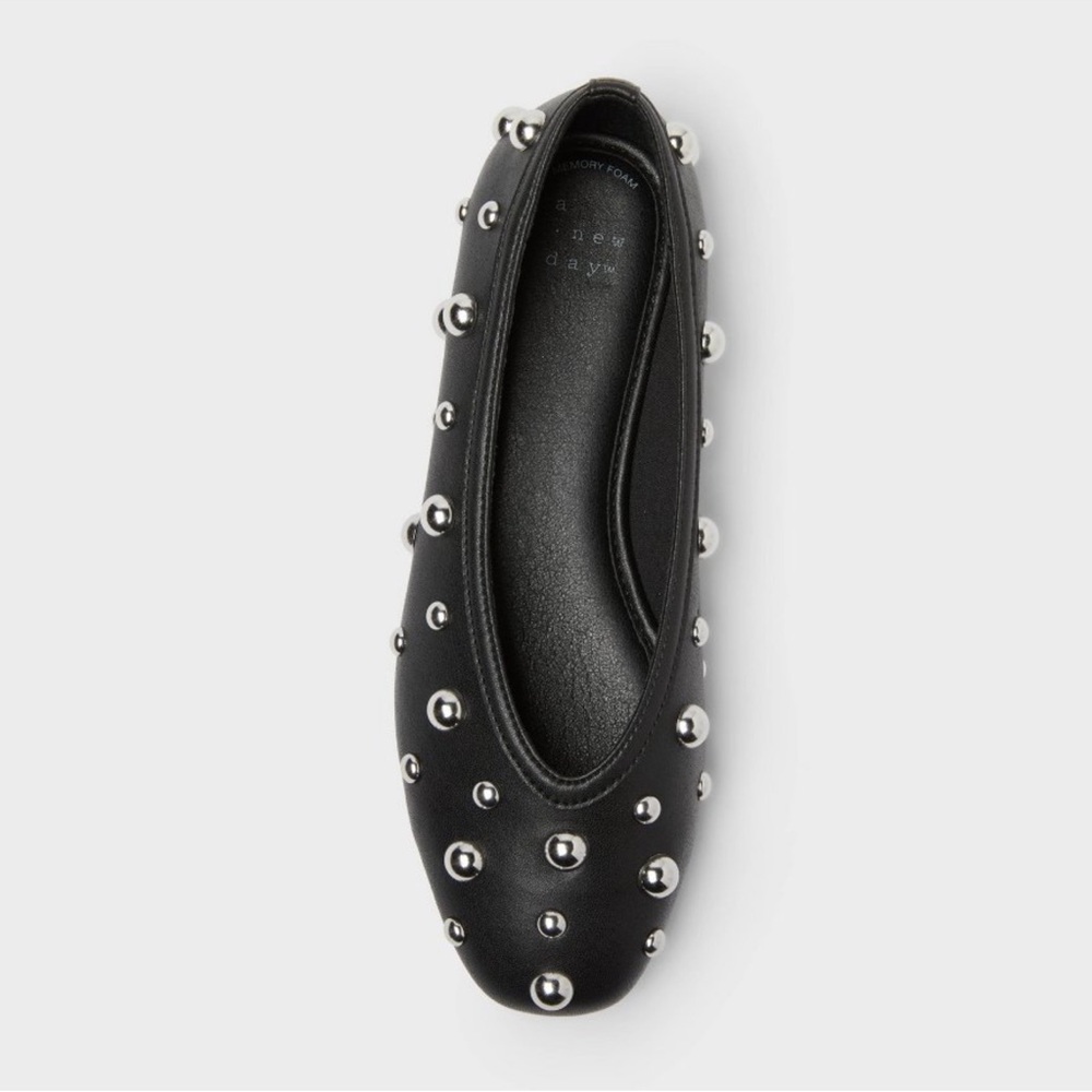 a new day Studded “Sammie” Black Ballet Flats